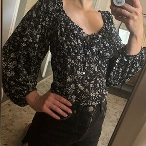 West of Melrose 3/4 Sleeve Fitted Floral Blouse